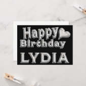 Lydia Happy Birthday Karte Grußkarte mit Herz カード (正面/裏面インサイチュ)