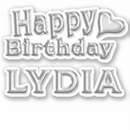 Lydia Happy Birthday silver Aufkleber Sticker シール (正面)