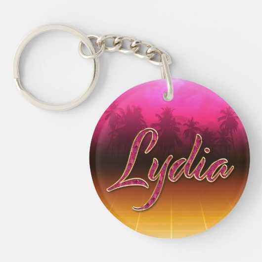 Lydia Vorname Name golden pink Schlüsselanhänger キーホルダー (正面)