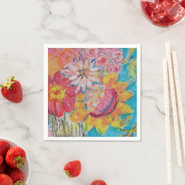Lydia's Art Sangriaによるカラフルな太陽 スタンダードカクテルナプキン