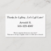 Lyftingをありがとう。 あとでLyftは! 紹介カード (正面)