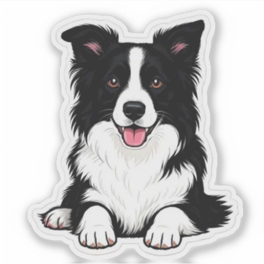 Lying Border Collie シール (正面)