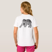 Lying Curly Dog T-Shirt – Black & White Pet Art Tシャツ (裏面フル)