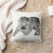 Lying Dog Throw Pillow – Black & White Curl Detail クッション (ブランケット)
