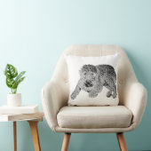 Lying Dog Throw Pillow – Black & White Curl Detail クッション (椅子)