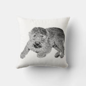 Lying Dog Throw Pillow – Black & White Curl Detail クッション (裏面)