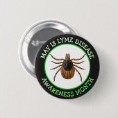Lyme Disease Awareness Month | Deer Tick  缶バッジ (正面&裏面)