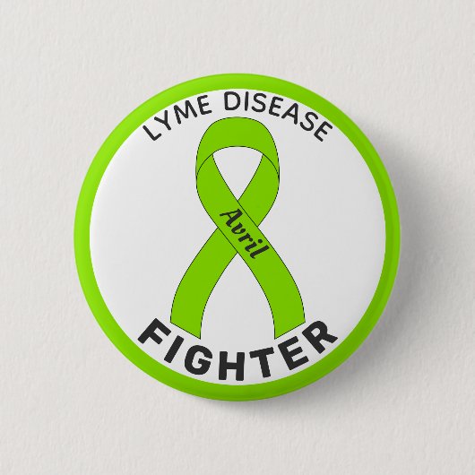 Lyme Disease Fighter Ribbon White Button 缶バッジ (正面)