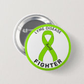 Lyme Disease Fighter Ribbon White Button 缶バッジ (正面&裏面)
