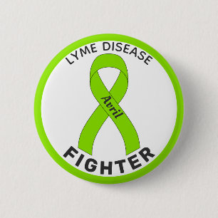 Lyme Disease Fighter Ribbon White Button 缶バッジ