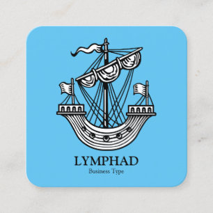 Lymphhad (Heraldic Ship) - Black on Sky Blue スクエア名刺
