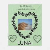 Lymphoma Awareness Paw Print Heart フリースブランケット (正面)