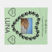 Lymphoma Awareness Paw Print Heart フリースブランケット (正面(横))