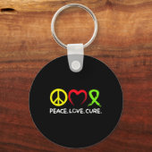 Lymphoma Awareness Peace Love Cure  キーホルダー (正面)