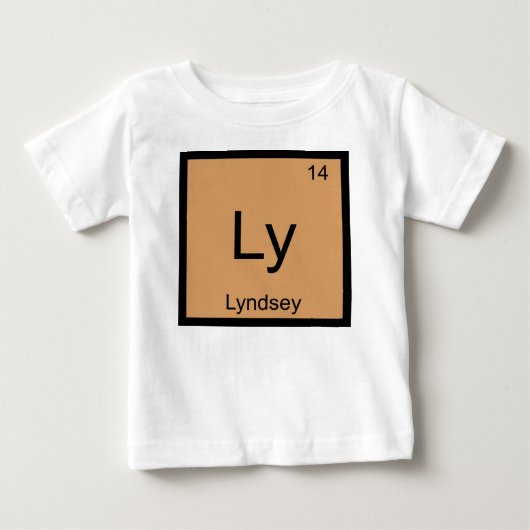 Lyndsey名化学元素周期表 ベビーTシャツ (正面)