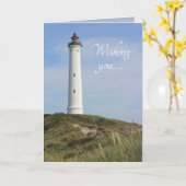 Lyngvig Fyr、灯台、リンコビング、デンマーク カード (黄色い花)