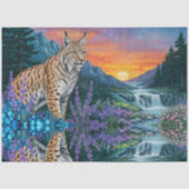 Lynx at sunrise by waterfall 薄葉紙 (正面)