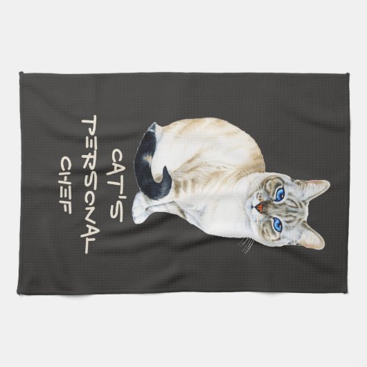 Lynx Point Siamese Catカスタマイズ可能なパーソナルシェフ キッチンタオル (横)