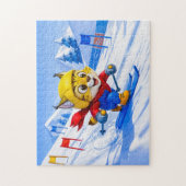 Lynx Skiing Giant Slalom in Winter ジグソーパズル (縦)