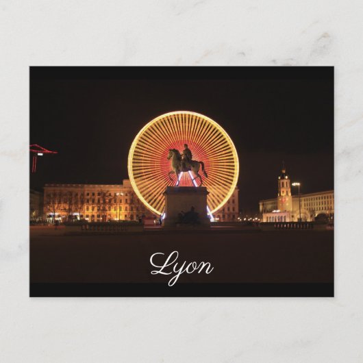 Lyon Bellecour nuit ポストカード (正面)