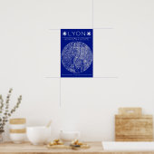 Lyon Blueprint City Map Poster Minimal Wall Art ポスター (キッチン)