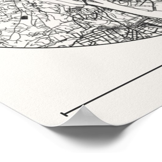 Lyon City Map Poster – Minimal Charcoal Wall Art ポスター (角)