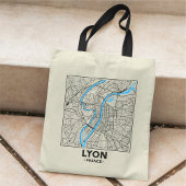 Lyon, France, City Map Tote Bag トートバッグ