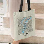 Lyon, France, City Map Tote Bag トートバッグ