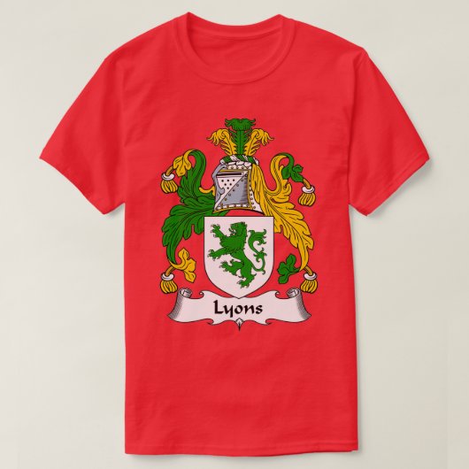 Lyons Coat of Arms Lyons Family Crest Tシャツ (デザイン正面)