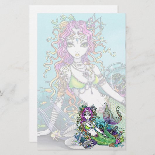 "Lyra"の熱帯人魚の芸術の文房具 便箋 (正面/裏面)