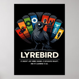 Lyrebird 写実模倣アート ポスター