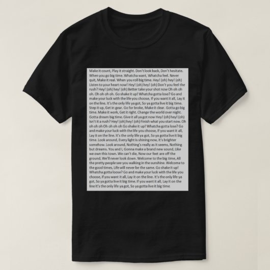 Lyrics to Big Time Rush   Tシャツ (デザイン正面)