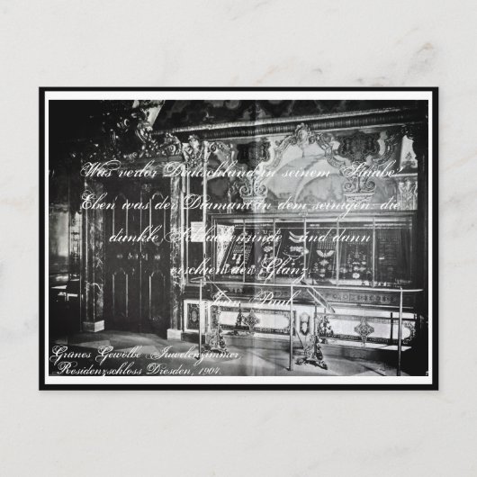 Lyrik Gedicht Juwelenzimmer Dresden Grünes Gewölbe ポストカード (正面)