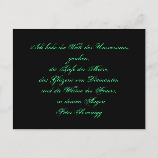 Lyrik Gedicht Liebe – Love poem – Peter Sereinigg ポストカード (正面)
