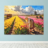 “Lysbeth in the Amber Light” - A Dutch Landscape キャンバスプリント (インサイチュ (ウッドフロア))