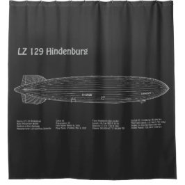 LZ129 ヒンデンブルク号 - 飛行船設計図面 PD シャワーカーテン