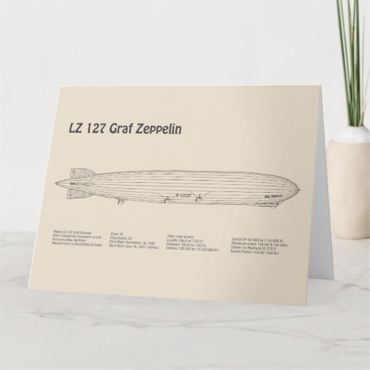 LZ 127 Graf Zeppelin – 飛行船ブループリント計画SD サンキューカード (正面)