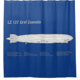 LZ 127 Graf Zeppelin - Airship Blueprint Plans ABD シャワーカーテン