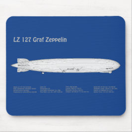 LZ 127 Graf Zeppelin - Airship Blueprint Plans ABD マウスパッド