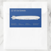 LZ 127 Graf Zeppelin - Airship Blueprint Plans ABD 長方形シール (バッグ)