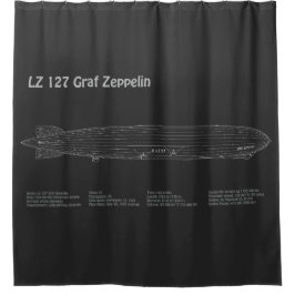 LZ 127 Graf Zeppelin - Airship Blueprint Plans PD シャワーカーテン