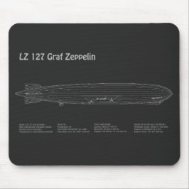 LZ 127 Graf Zeppelin - Airship Blueprint Plans PD マウスパッド