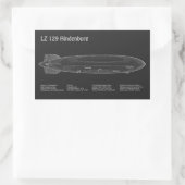 LZ 129ヒンデンブルク – 飛行船の設計図の計画PD 長方形シール (バッグ)
