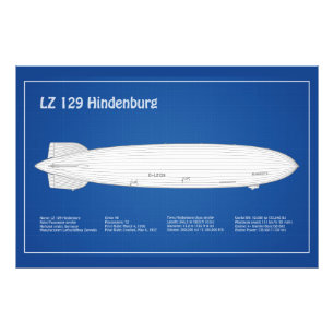 LZ 129ヒンデンブルク – 飛行船ブループリント計画ABD フォトプリント           