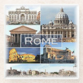 LZO002ローマ、ラツィオ、イタリア、 ガラスコースター (正面)