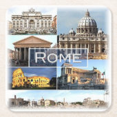 LZO002ローマ、ラツィオ、イタリア、 スクエアペーパーコースター (正面)