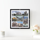 LZO006ローマ、モザイク、ラツィオ、イタリア、 スクエア壁時計 (ホーム)