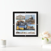 LZO010モザイク・オブ・ローマ、ラツィオ、イタリア、 スクエア壁時計 (ホーム)