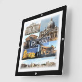 LZO010モザイク・オブ・ローマ、ラツィオ、イタリア、 スクエア壁時計 (傾斜)