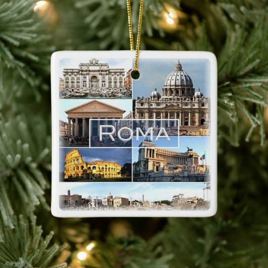 LZO010モザイク・オブ・ローマ、ラツィオ、イタリア、 セラミックオーナメント (ツリー)